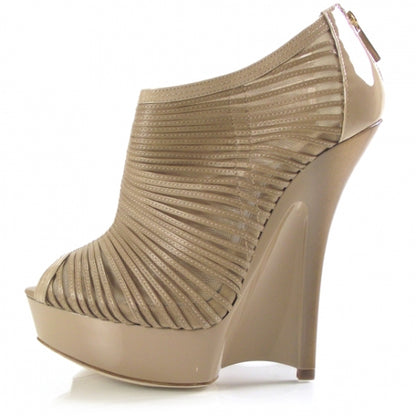 Jimmy Choo Patent Mesh Ellie Wedge Sandals 37 Nude 2 of 6