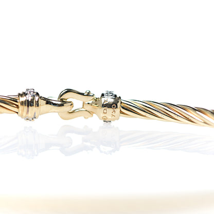 David Yurman 18K Yellow Gold Diamond 2.6mm Cable Collectibles Buckle Bracelet 3 of 3