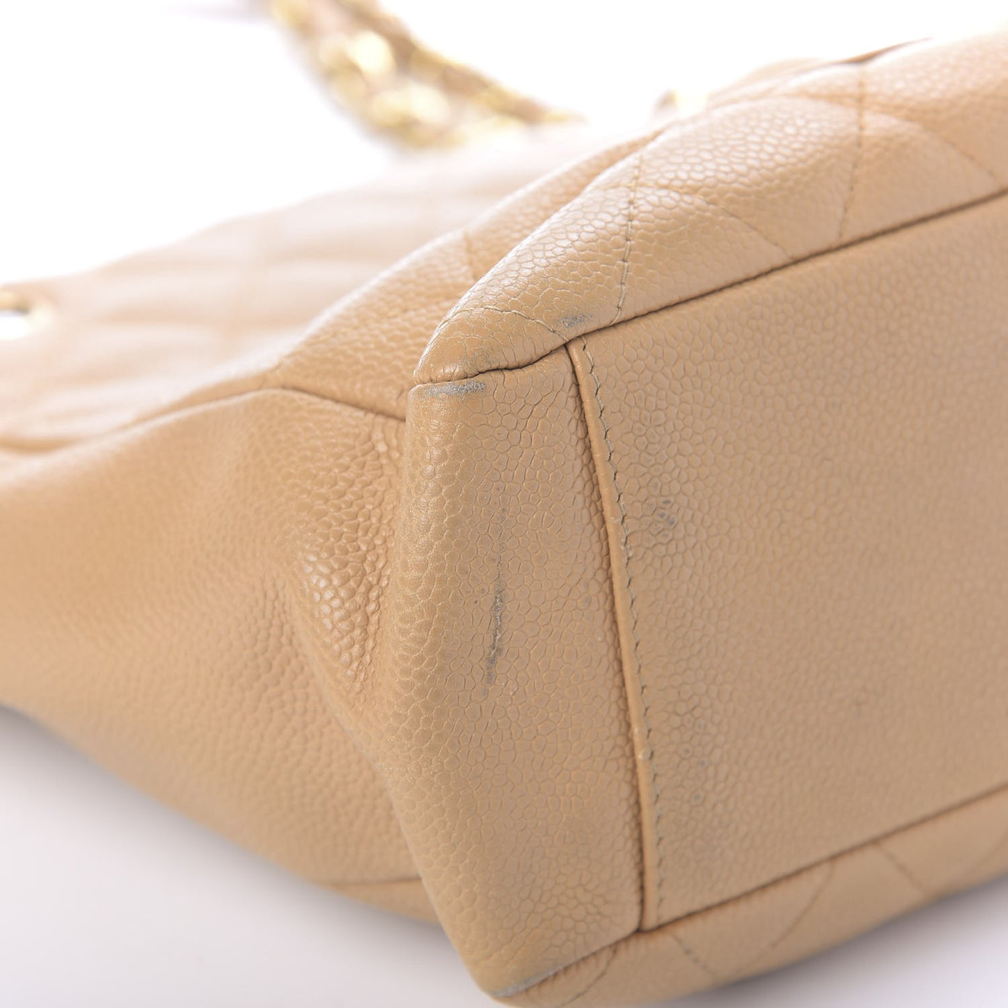 Caviar Quilted Petit Shopping Tote PST Dark Beige