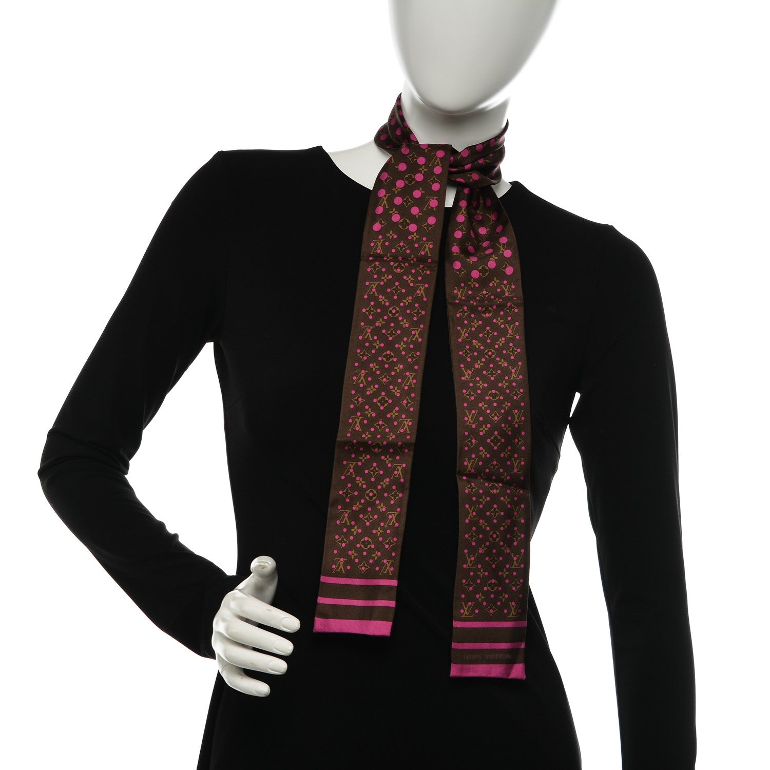 Louis Vuitton Silk Perforated Monogram Bandeau Fuchsia Brown 2 of 5