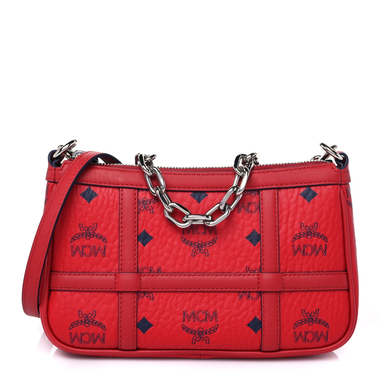 MCM Visetos Mini Aren Chain Crossbody Bag Candy Red 1143065 – FASHIONPHILE