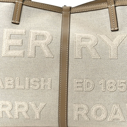 Burberry Cotton Canvas Mini Logo Horseferry Tote Bag Off White 11 of 15