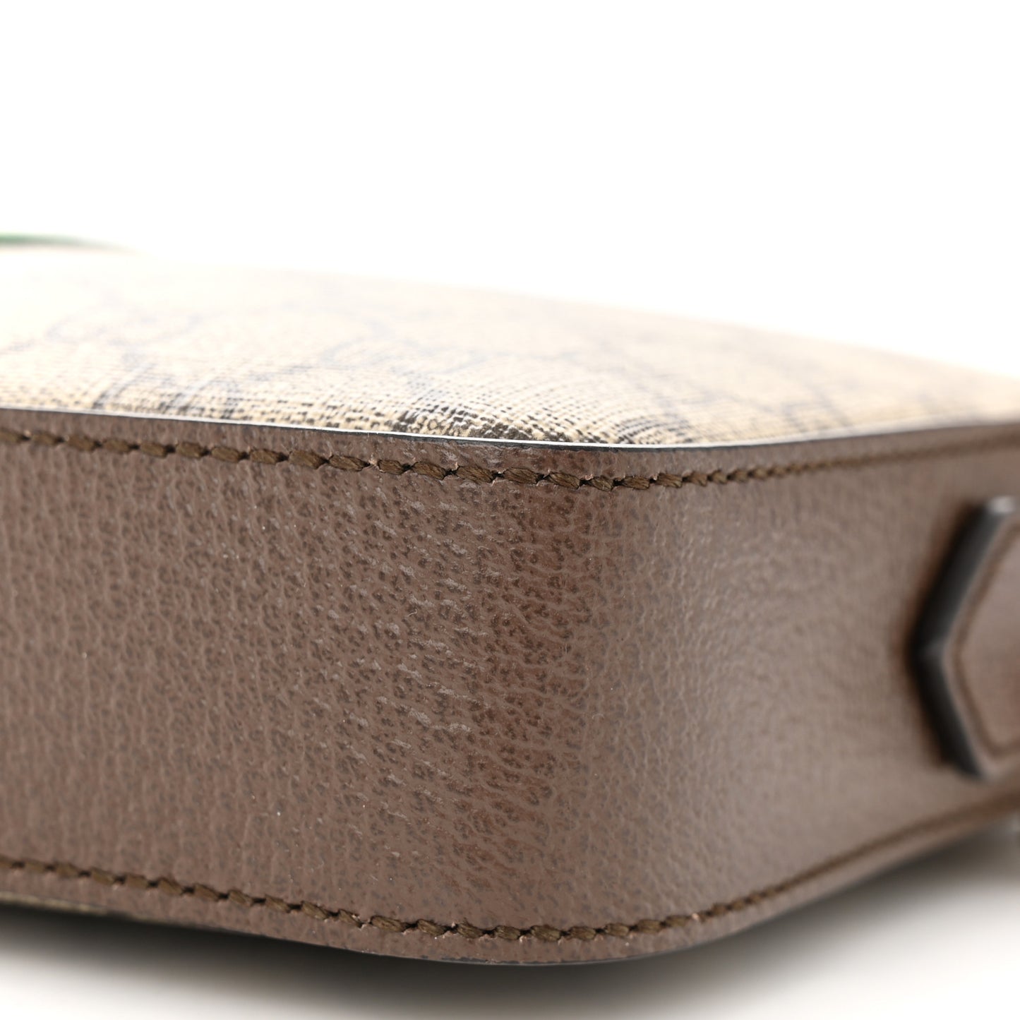 GG Supreme Monogram Textured Dollar Calfskin Web Ophidia Wristlet Shoulder Bag Beige Ebony New Acero