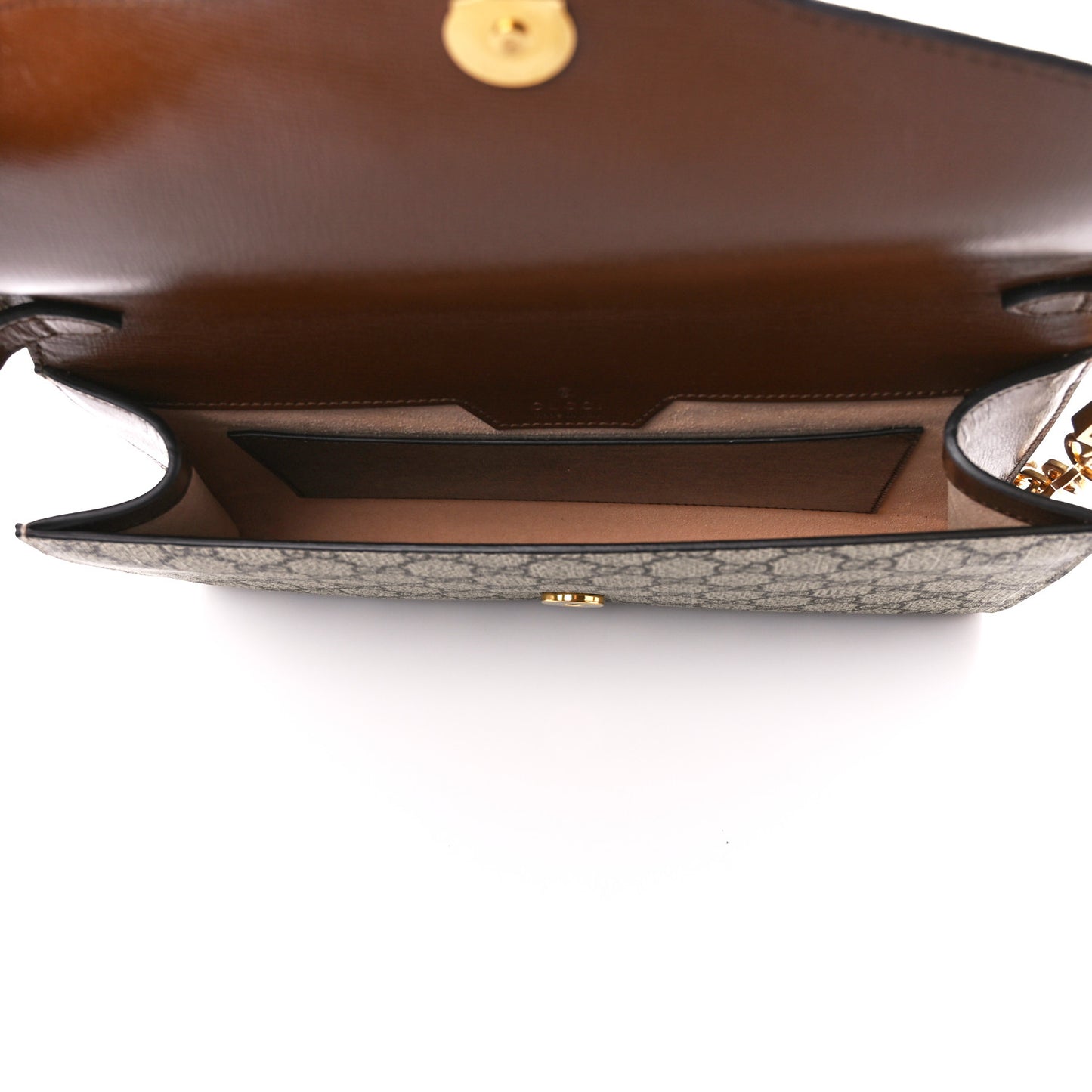 GG Supreme Monogram Azalea Calfskin Web Small Horsebit 1955 Crossbody Bag Beige Ebony Brown Sugar