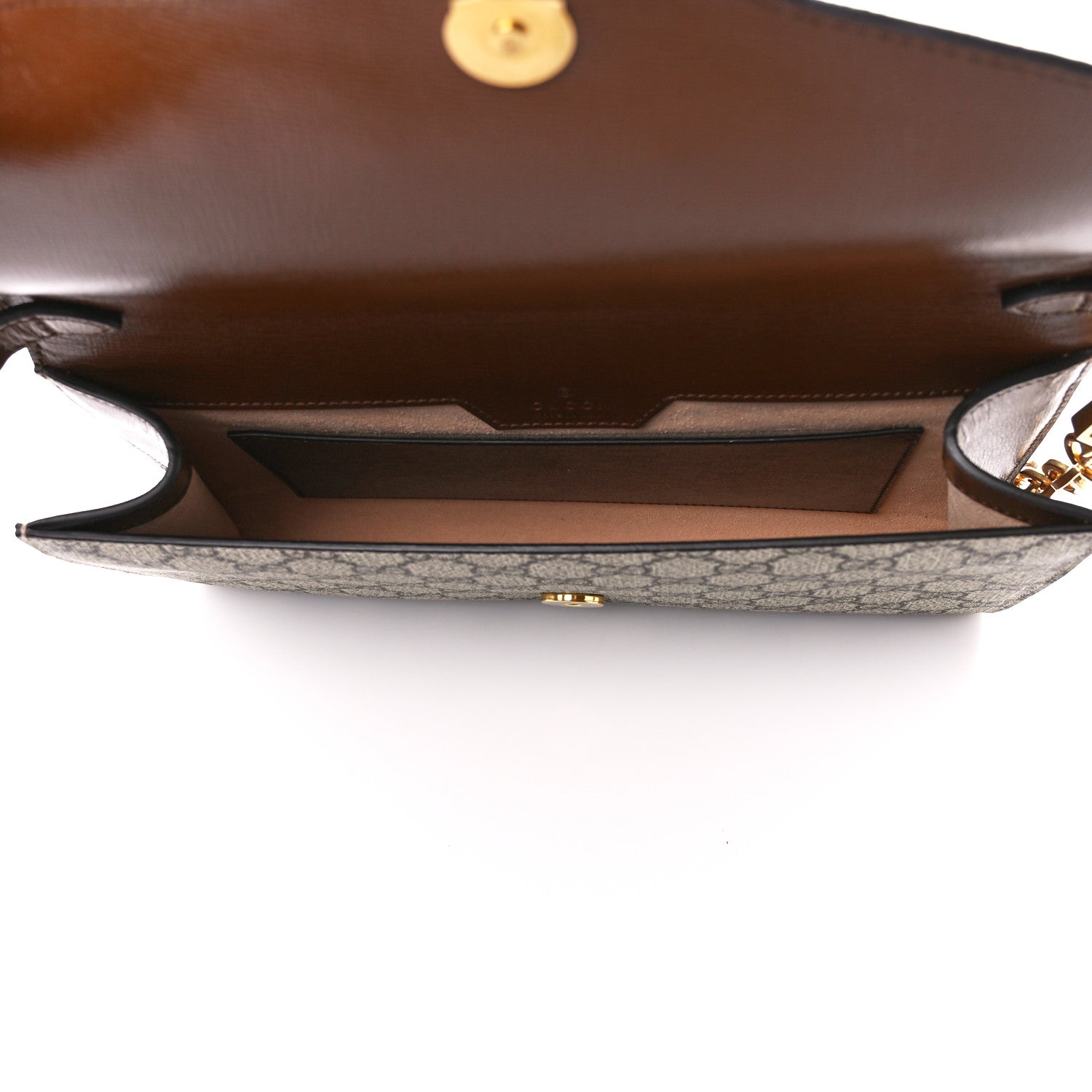 Gucci GG Supreme Monogram Azalea Calfskin Web Small Horsebit 1955 Crossbody Bag Beige Ebony Brown Sugar 7 of 11