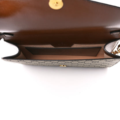 Gucci GG Supreme Monogram Azalea Calfskin Web Small Horsebit 1955 Crossbody Bag Beige Ebony Brown Sugar 7 of 11
