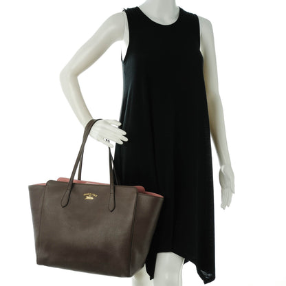 Gucci Dollar Calfskin Medium Swing Tote Grey Field Soft Pink 2 of 7