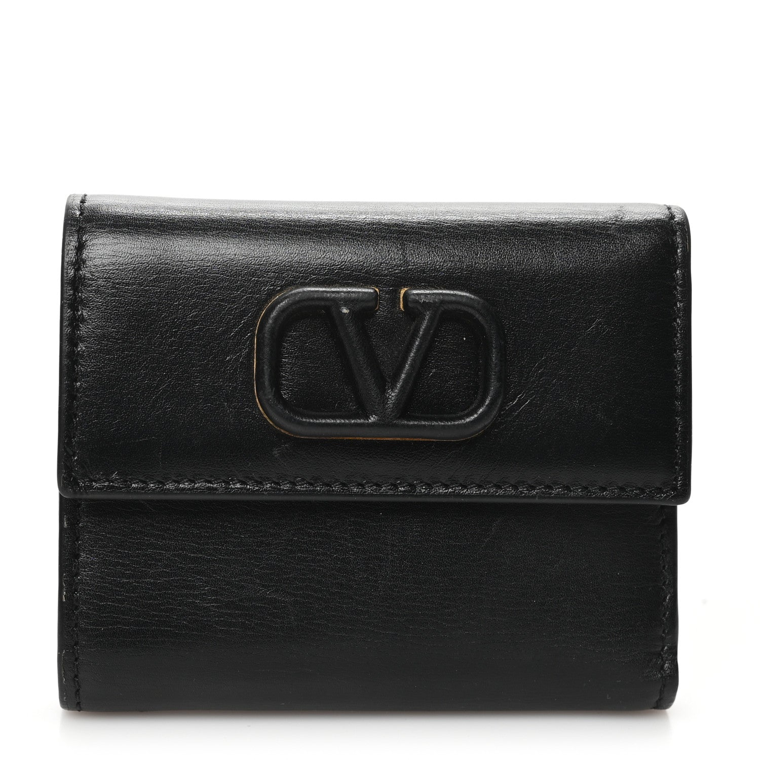 Valentino Garavani Calfskin VLogo Compact Wallet Black 1 of 10