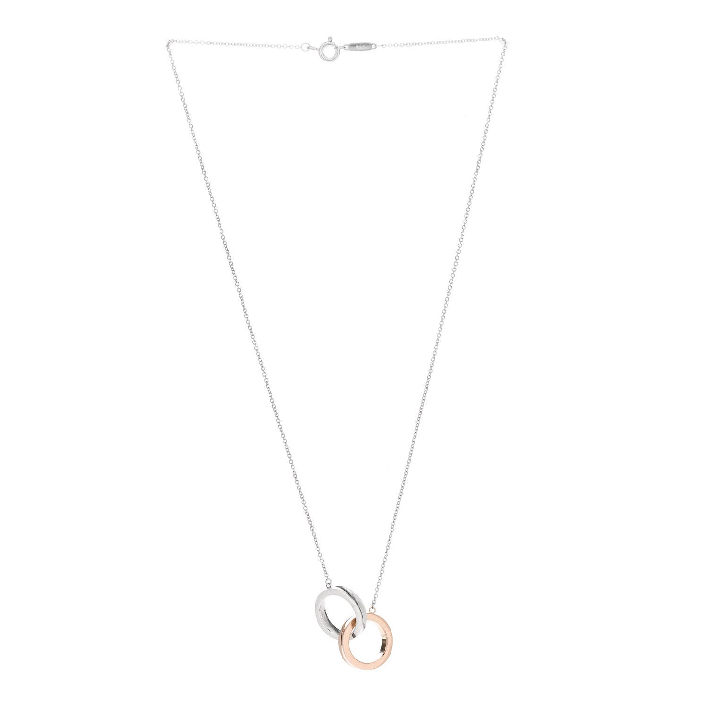 Sterling Silver 18K Rose Gold 1837 Interlocking Circles Pendant Necklace