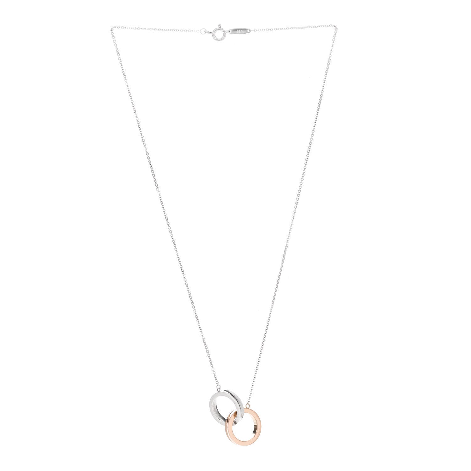 Tiffany Sterling Silver 18K Rose Gold 1837 Interlocking Circles Pendant Necklace 3 of 5