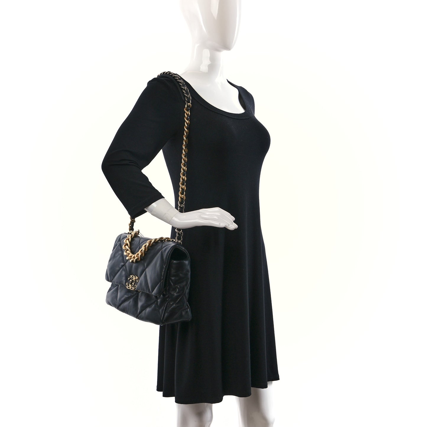 Lambskin Quilted Medium Chanel 19 Flap Black