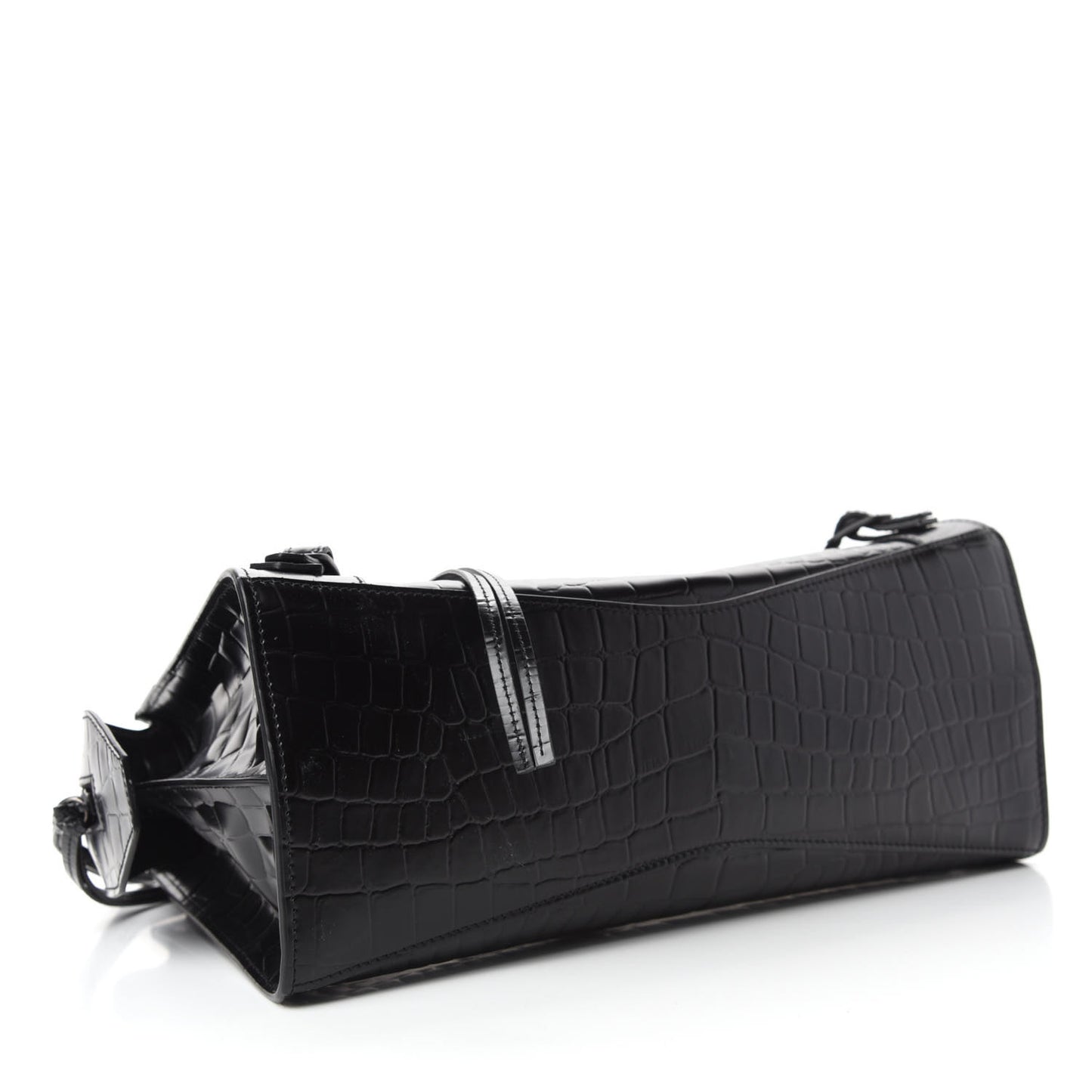 Semi Shiny Calfskin Crocodile Embossed Neo Classic Black Hardware S City Black