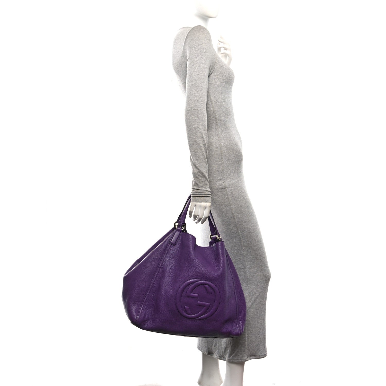 Gucci Pebbled Calfskin Large Soho Shoulder Bag Shine Purple 2 of 10
