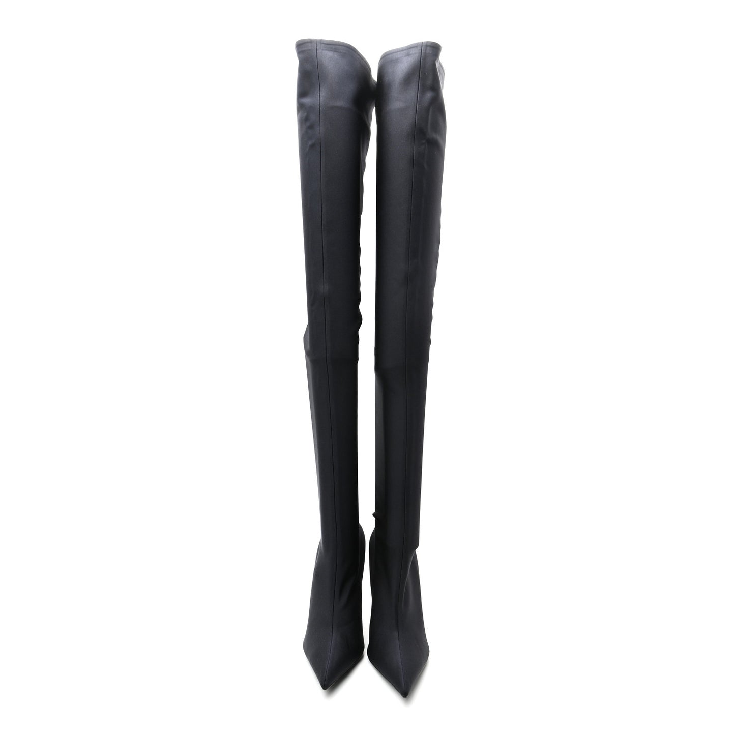 Spandex Pointed Toe Knife Thigh High Boots 40 Black