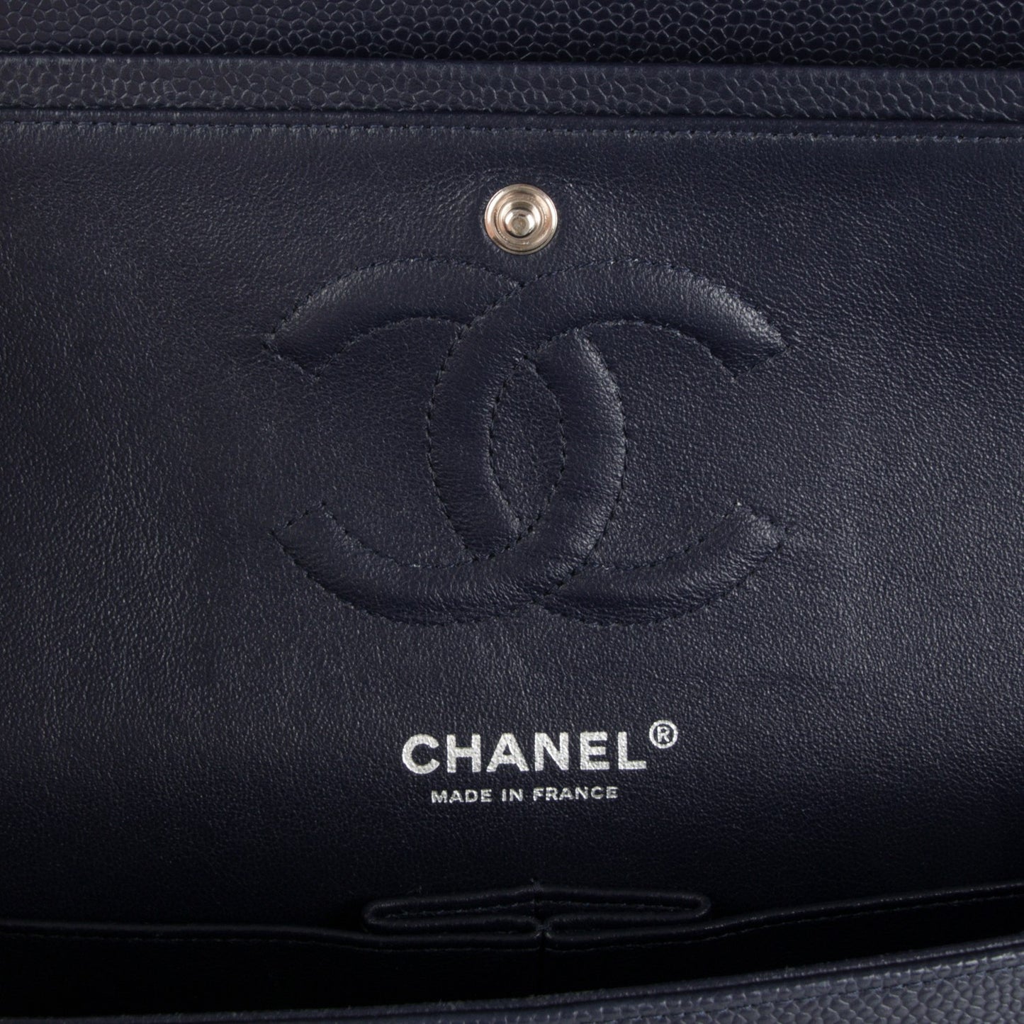 Caviar Quilted Medium Double Flap Navy