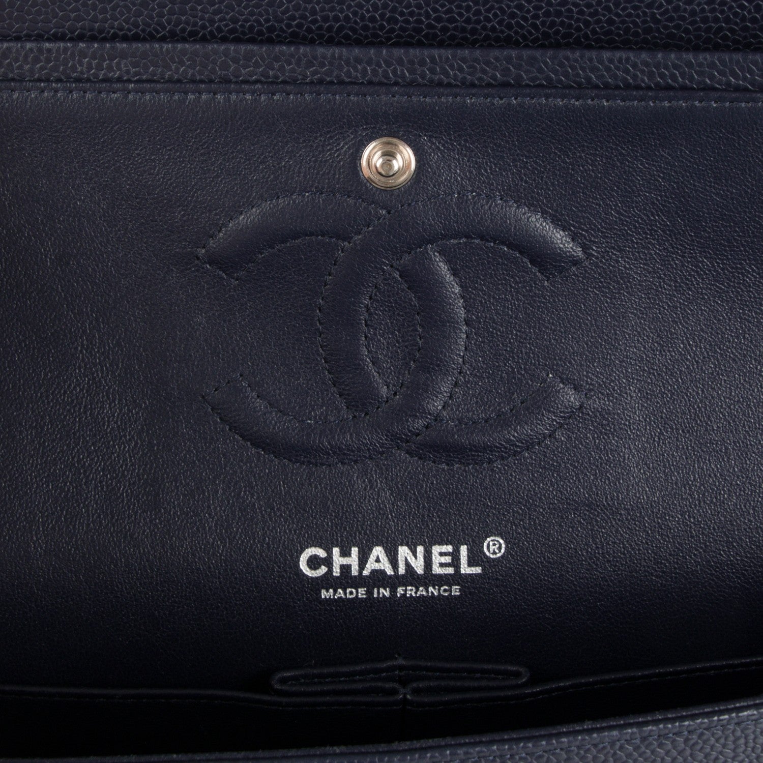 Chanel Caviar Quilted Medium Double Flap Navy 8 of 9