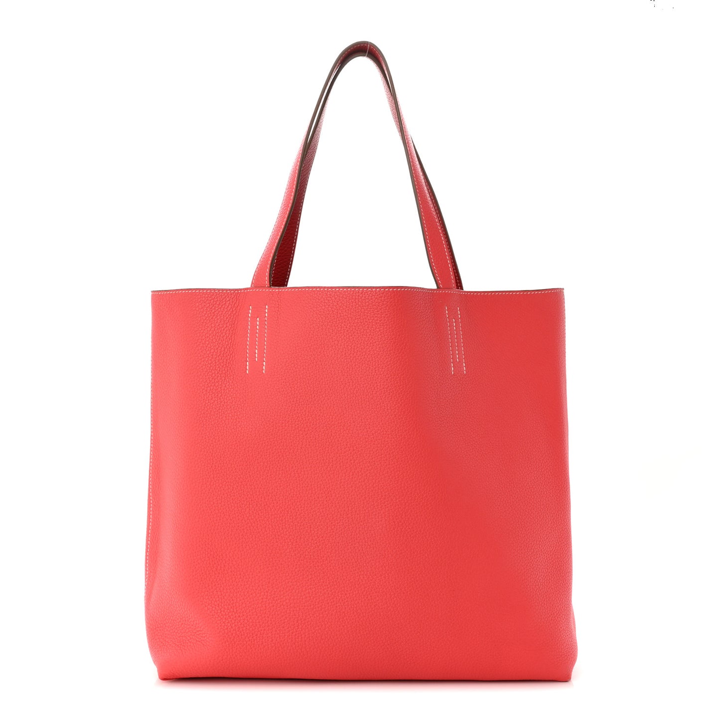 Taurillon Clemence Double Sens 45 Reversible Tote Rouge Casaque Rose Jaipur