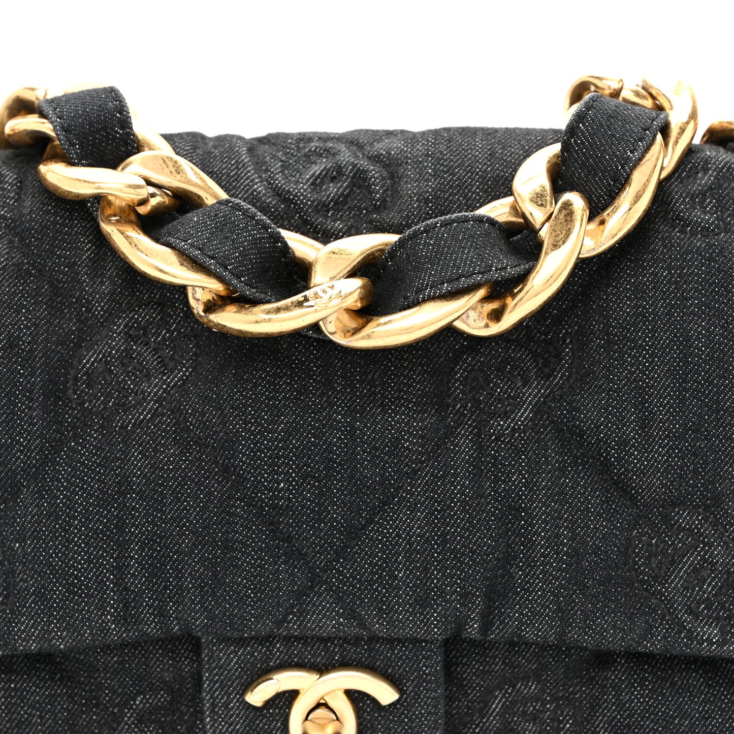 Denim Quilted Medium CC Funky Town Flap Dark Blue