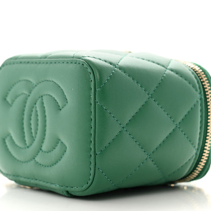 Chanel Lambskin Quilted Top Handle Mini Vanity Case With Chain Green Green 10 of 11