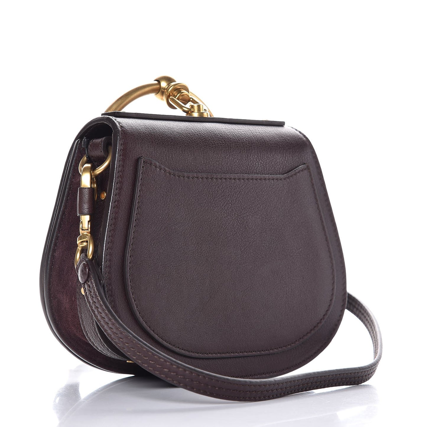 Calfskin Suede Small Nile Bracelet Bag Carbon Brown
