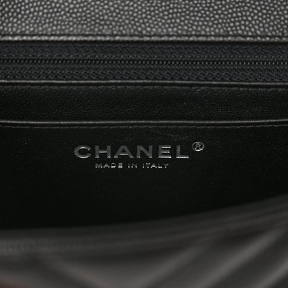 Chanel Caviar Chevron Quilted Mini Square Flap Black 5 of 11
