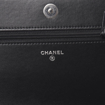 Chanel Caviar Camellia Embossed Wallet On Chain WOC Black 6 of 10