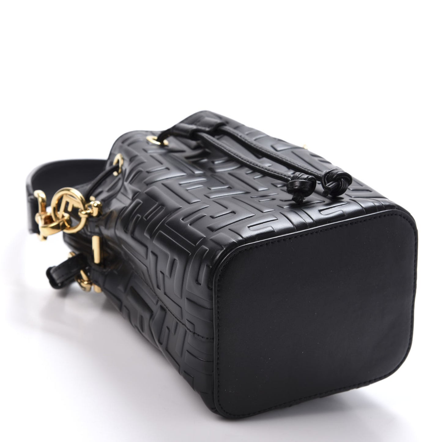 Vitello Liberty F is Fendi FF 1974 Embossed Mini Mon Tresor Bucket Bag Black