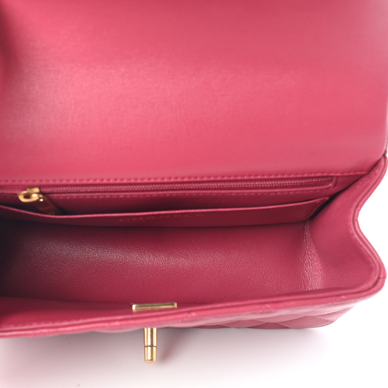 Chanel Lambskin Quilted Mini Top Handle Rectangular Flap Dark Pink 5 of 9