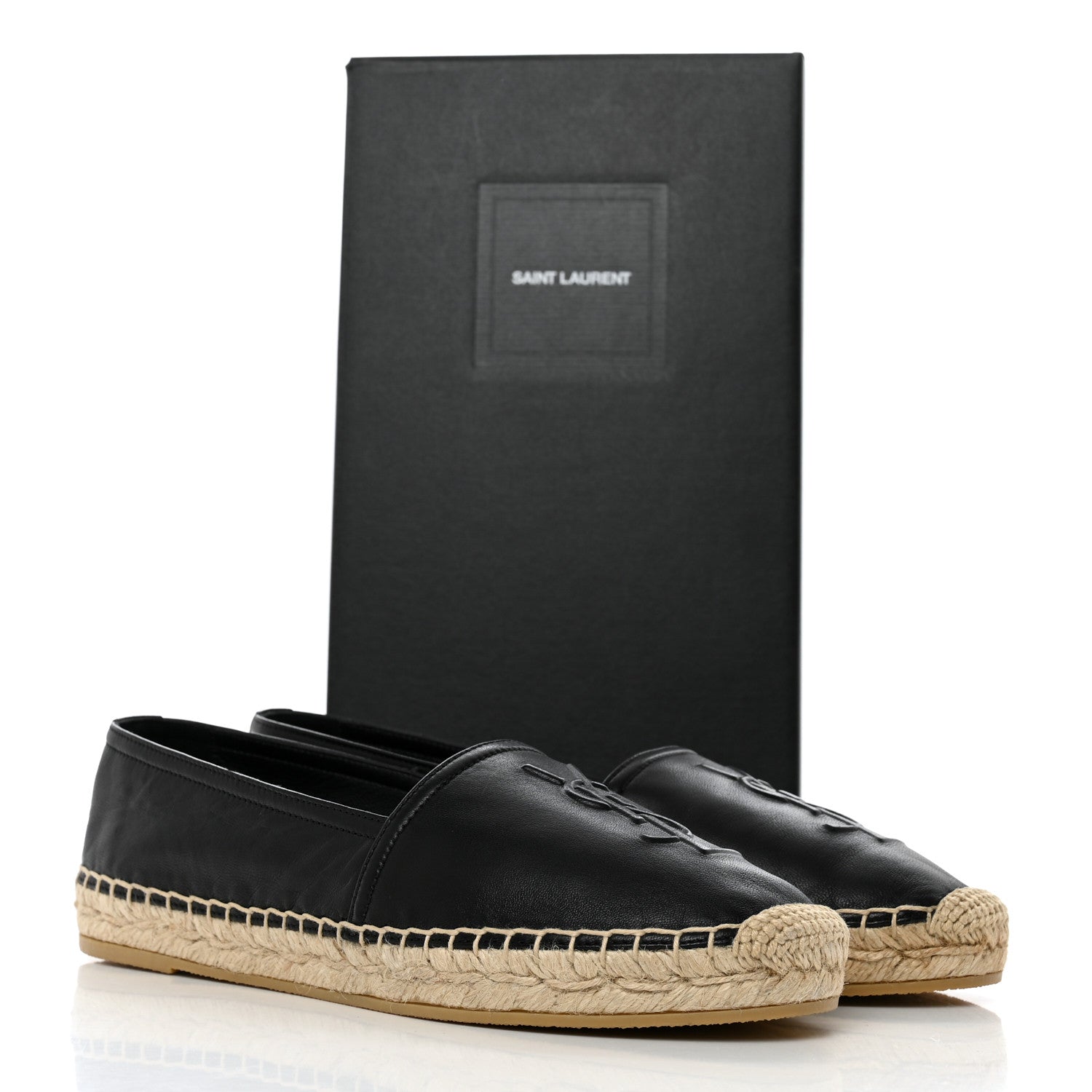 Saint Laurent Lambskin Monogram Espadrilles 36 Black 9 of 9
