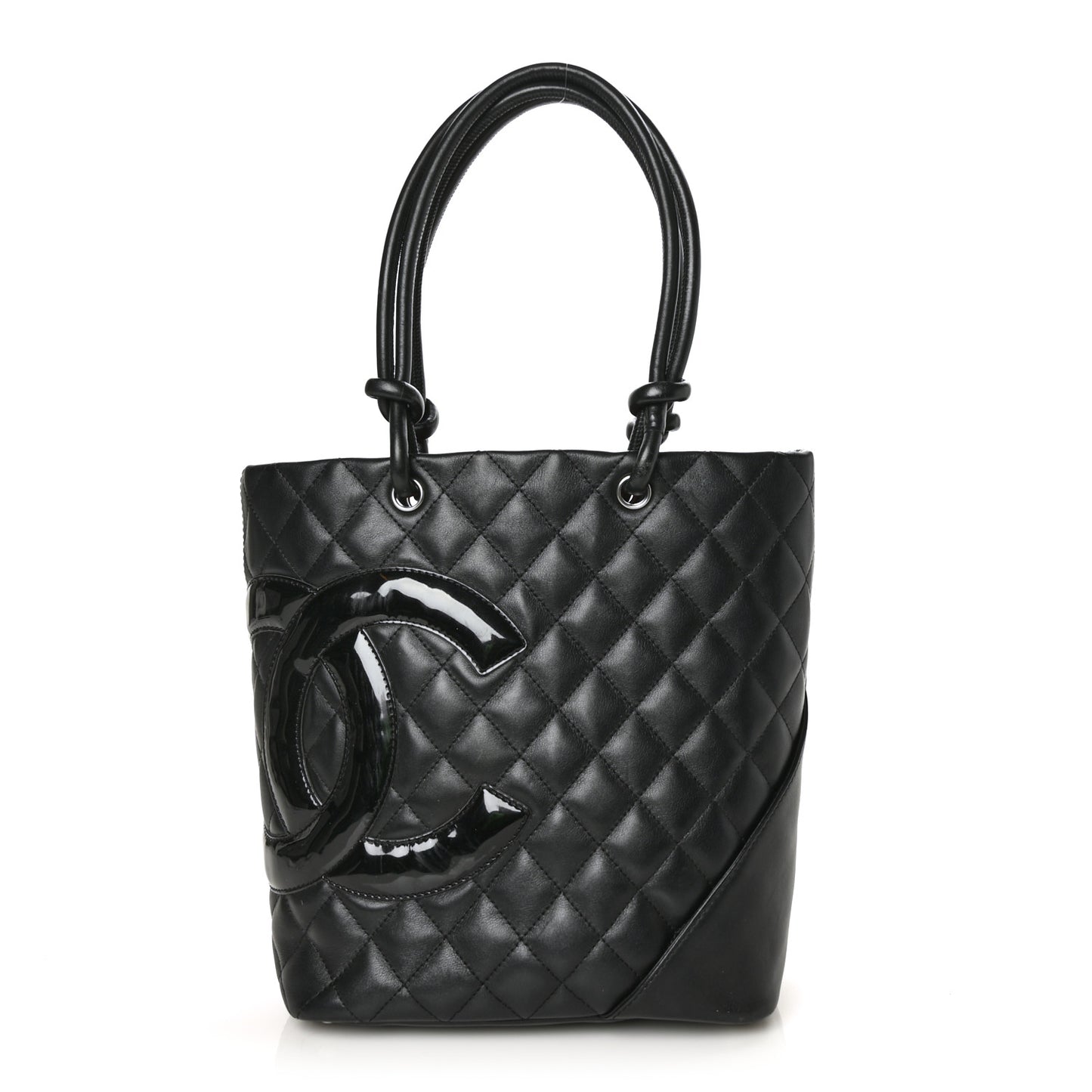 Calfskin Quilted Medium Cambon Tote Black