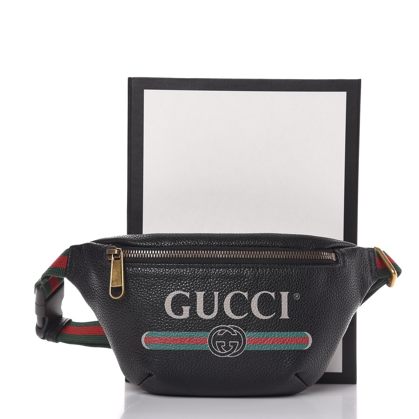 Grained Calfskin Small Logo Belt Bag Black