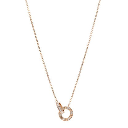 Cartier 18K Pink Gold Diamond Interlocking LOVE Paved Necklace 1 of 5