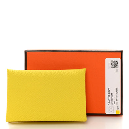 Hermes Epsom Calvi Card Case Lime 8 of 8