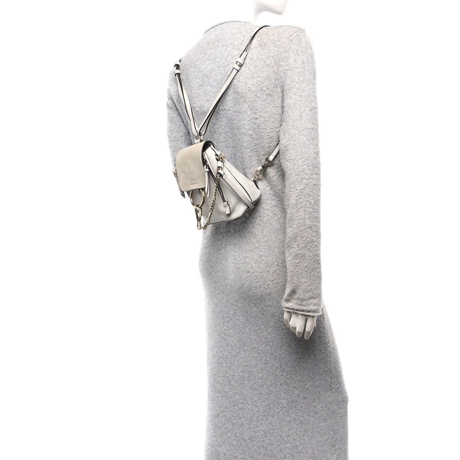 Chloe Suede Calfskin Mini Faye Backpack Silver Blue 1831792 – FASHIONPHILE