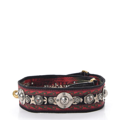 Christian Dior Canvas Embroidered Studded Bohemian Shoulder Strap Red 2 of 5