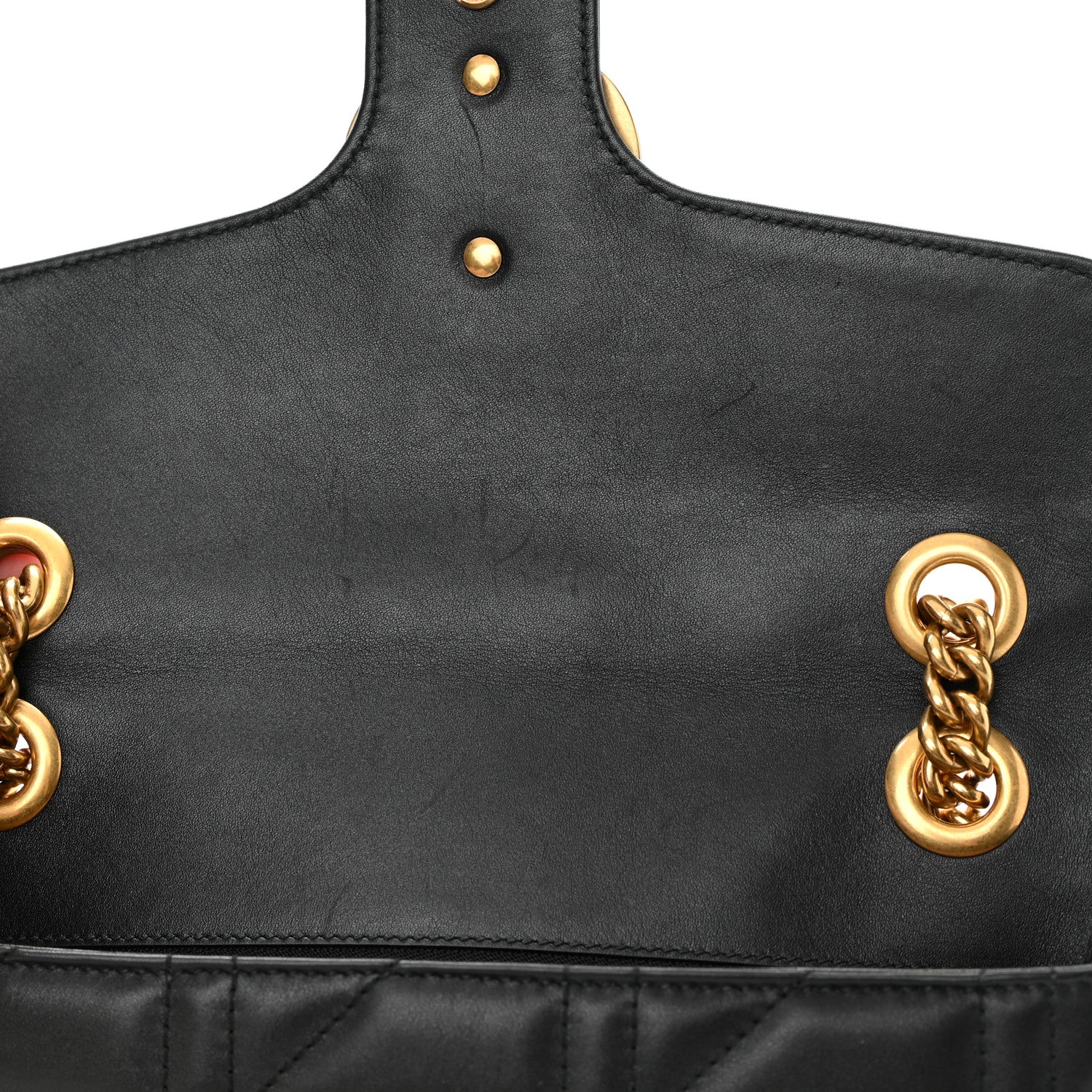 Gucci Calfskin Matelasse Studded Small Pearly GG Marmont Shoulder Bag Black 11 of 15