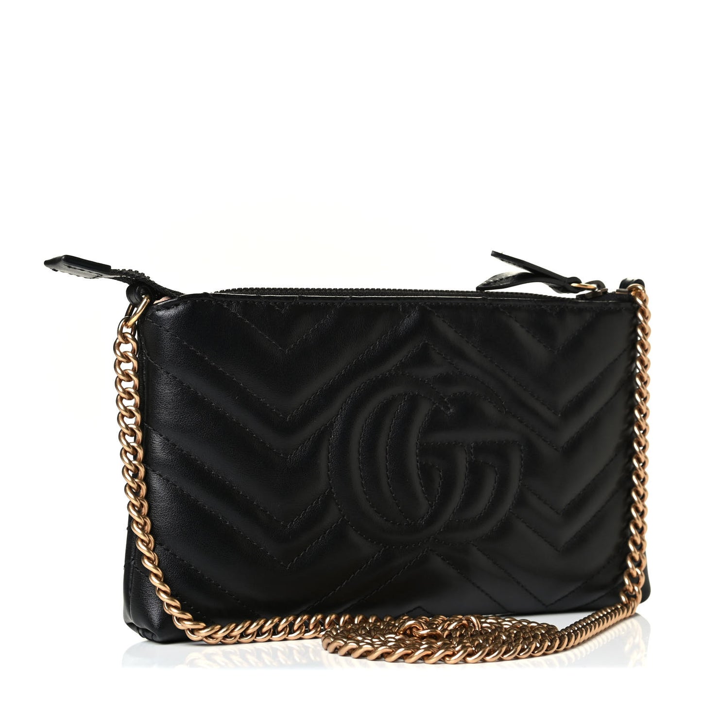 Calfskin Matelasse Mini GG Marmont Chain Bag Black