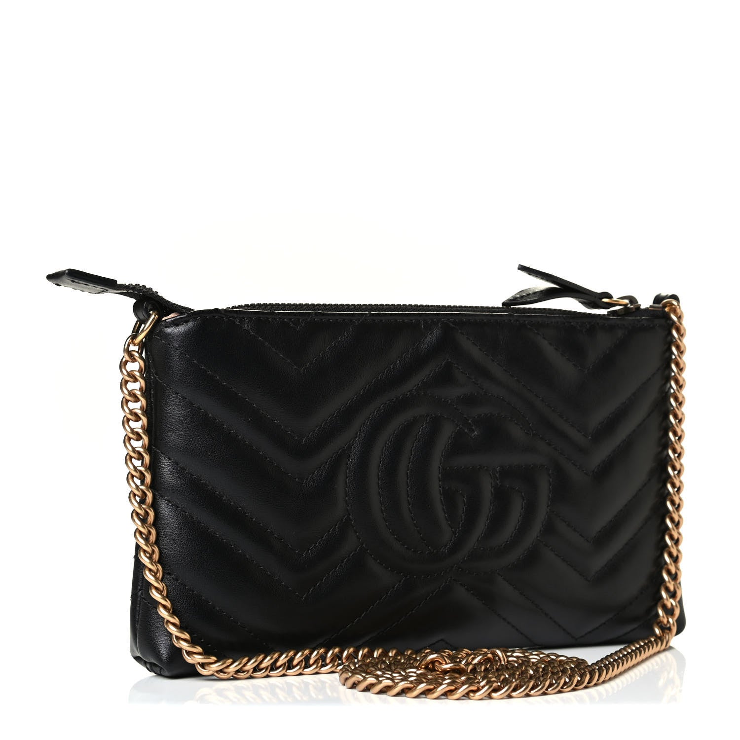 Gucci Calfskin Matelasse Mini GG Marmont Chain Bag Black 2 of 6