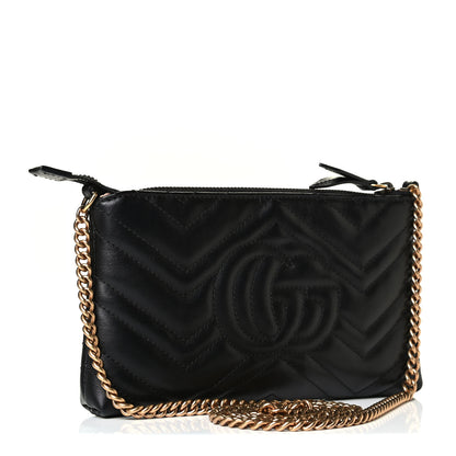 Gucci Calfskin Matelasse Mini GG Marmont Chain Bag Black 2 of 6