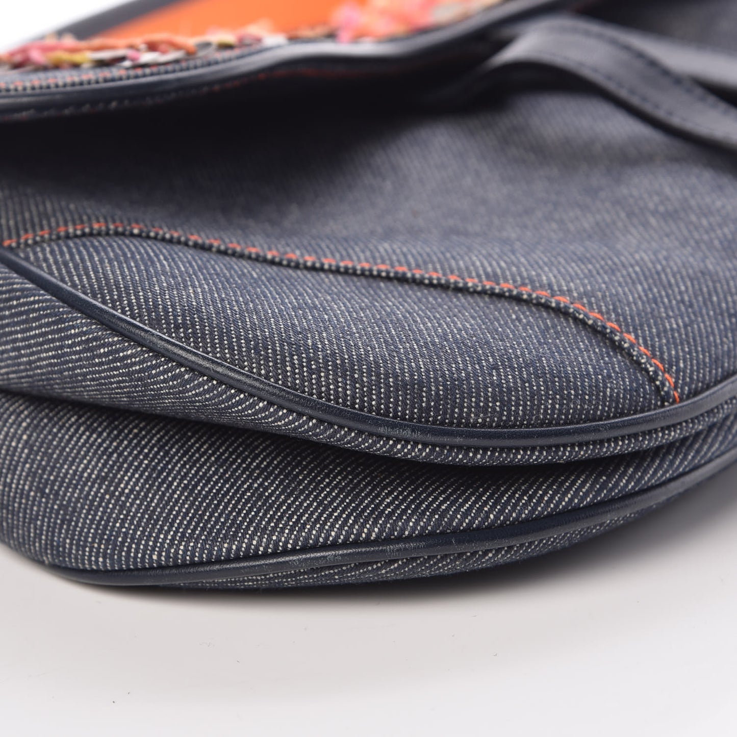 Denim Embroidered Saddle Bag Blue Multicolor