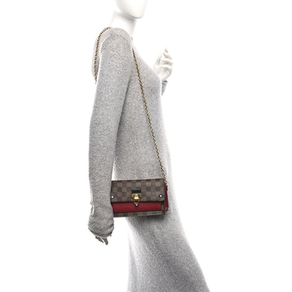 Louis Vuitton Damier Ebene Vavin Chain Wallet Red 2 of 9