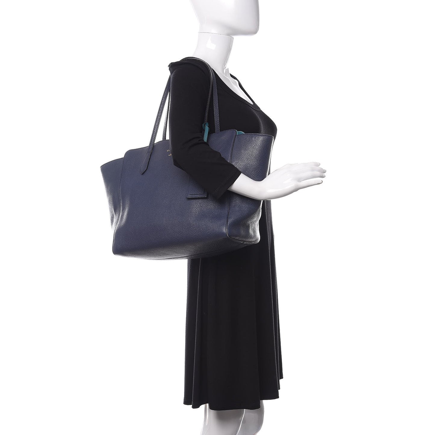 Dollar Calfskin Medium Swing Tote Marine Deep Cobalt