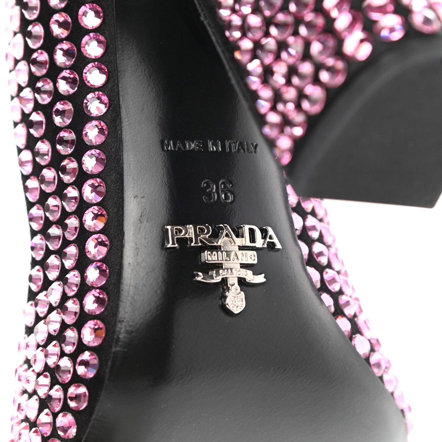 Prada Satin Crystal 105mm Pumps 36 Rosa 7 of 9