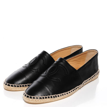 Chanel Lambskin CC Espadrilles 37 Black 3 of 8