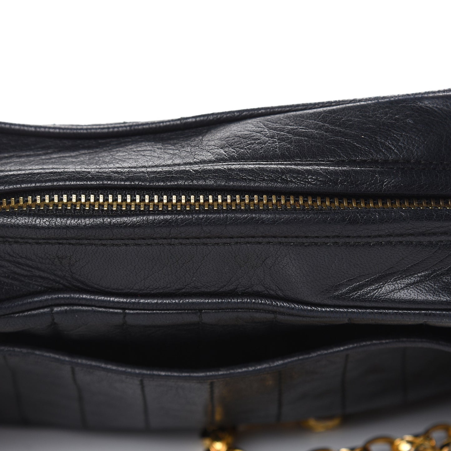 Lambskin Vertical Quilted Tassel Camera Case Black