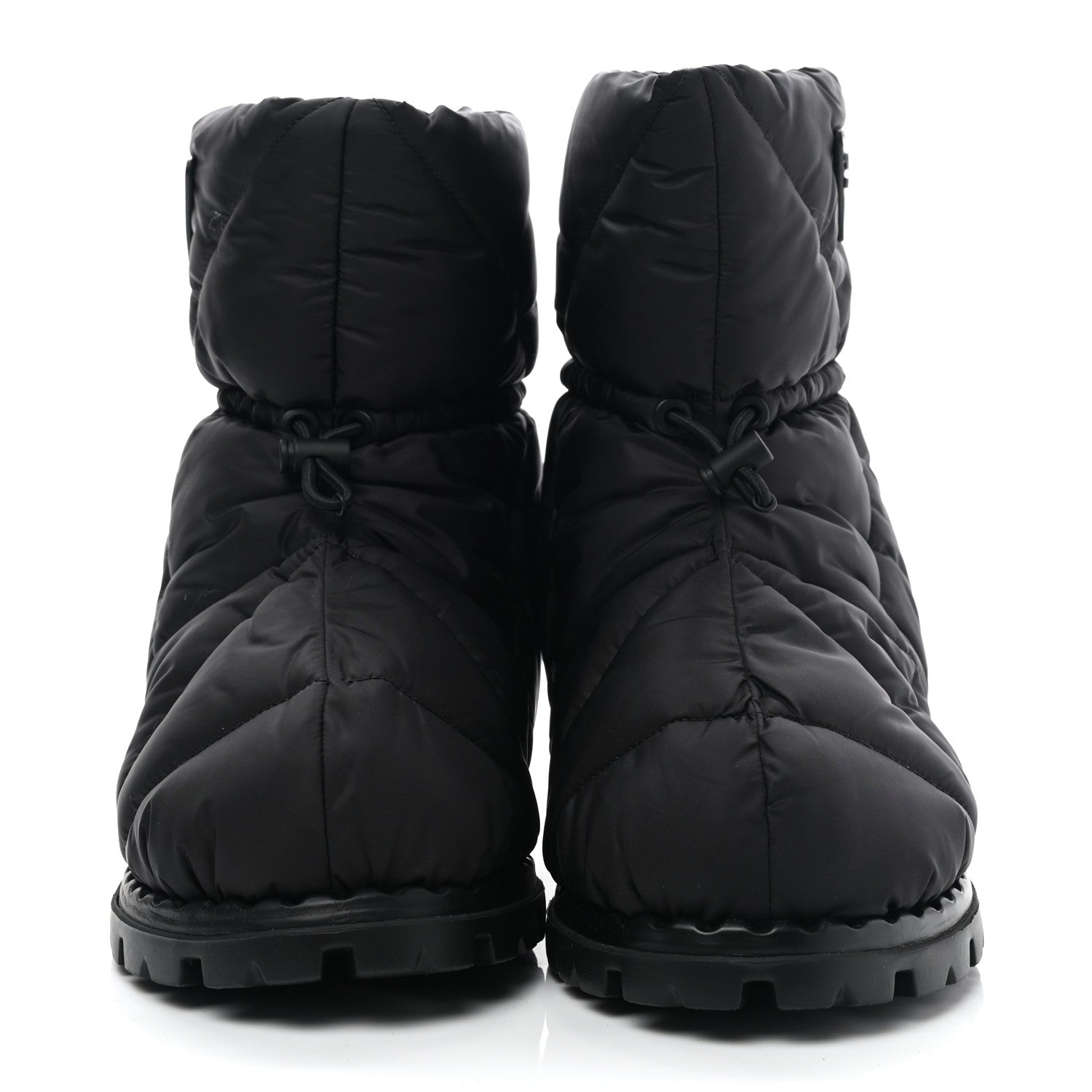 Prada Re-Nylon Piuma Triangle Logo Padded Drawcord 20mm Snow Boots 38 Black 2 of 7