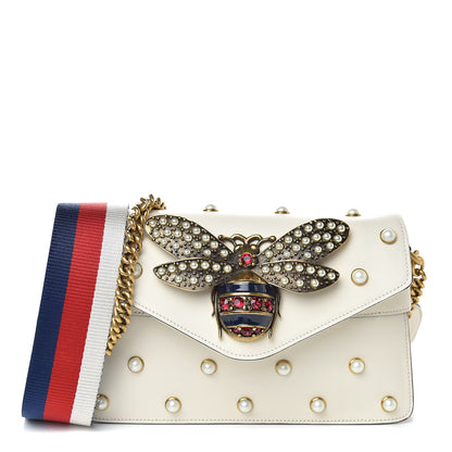 Gucci Nappa Pearl Studded Mini Queen Margaret Broadway Shoulder Bag Mystic White 1 of 10