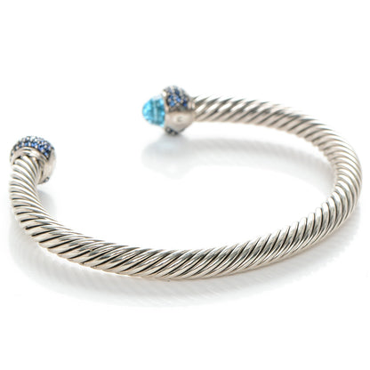 David Yurman Sterling Silver Sapphire Blue Topaz 5mm Cable Candy Bracelet 3 of 6