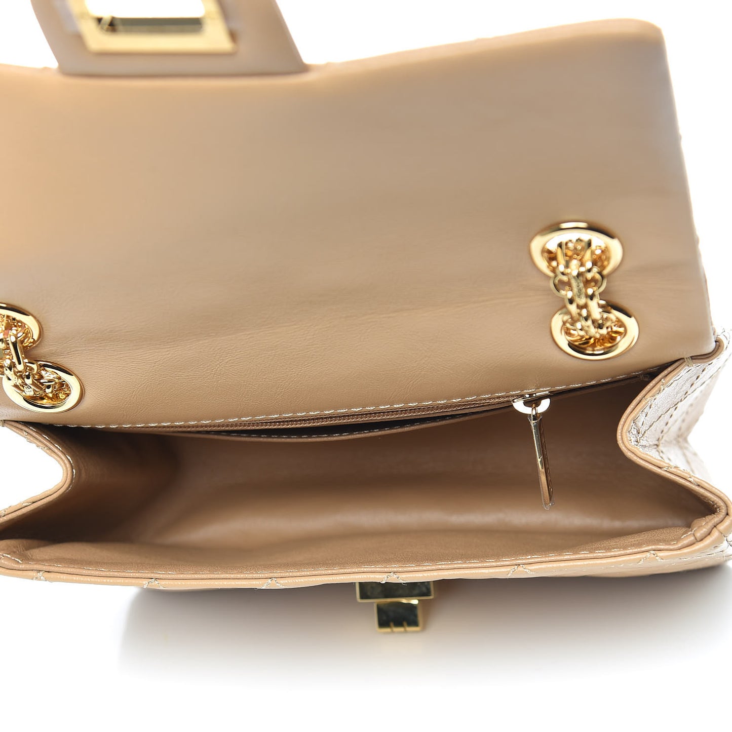 Aged Calfskin Quilted 2.55 Reissue Mini Flap Beige