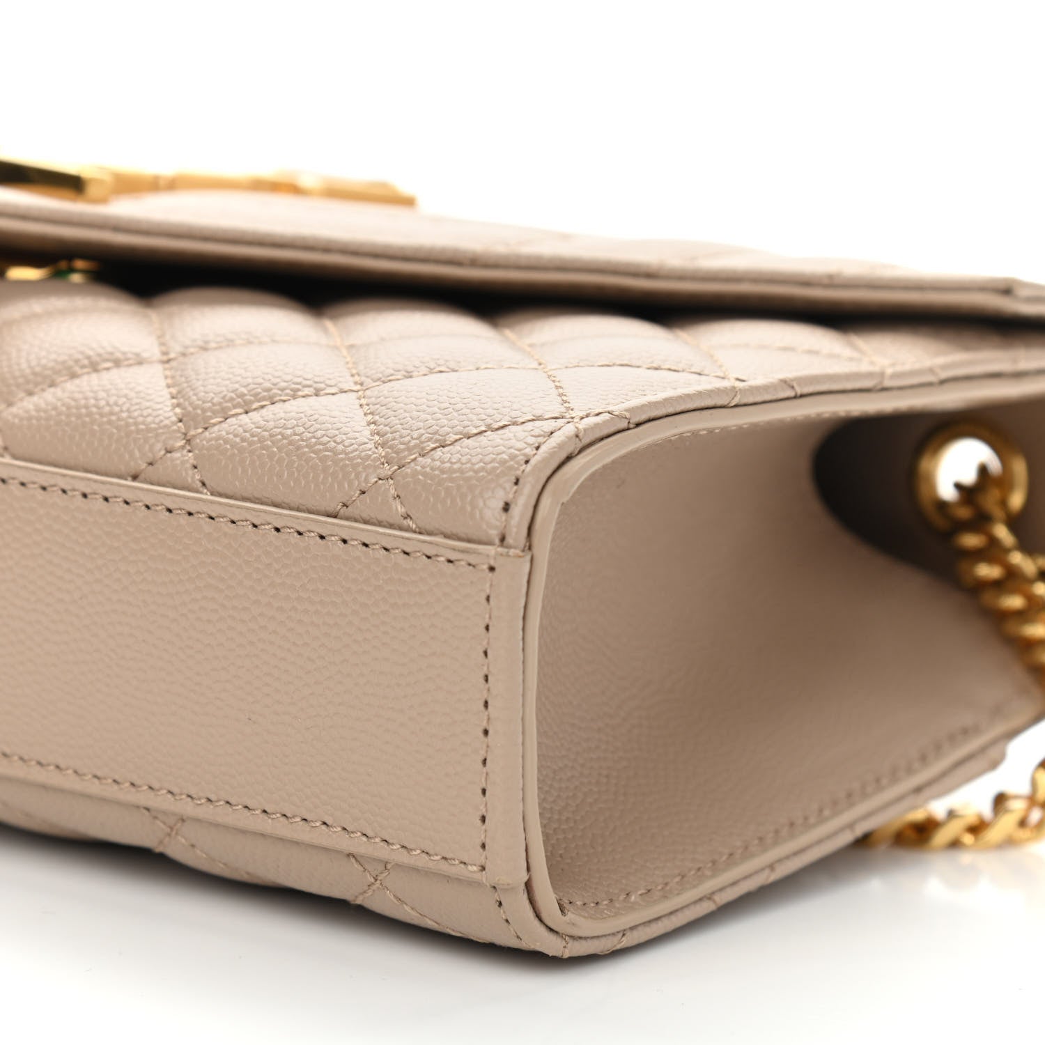 Saint Laurent Grain De Poudre Textured Mixed Matelasse Triquilt Small Monogram Satchel Dark Beige 11 of 11